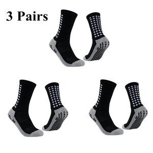 Premium 3 Pair Sport Socks Anti Slip W/ Grip Soccer Men Football Basketball